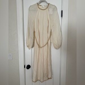 Zimmermann Cream Dress with Gold Chain Accent